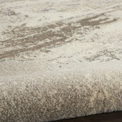 Celestial Ivory and Grey Abstract Synthetic Area Rug