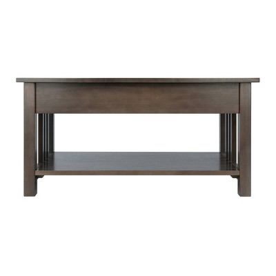 Transitional Oyster Gray Rectangular Coffee Table with Storage