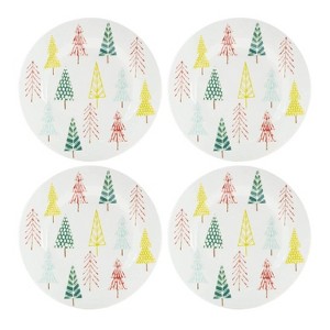 Tree Pattern Plate Set – Luxe Christmas Tableware, Set of 4 by Melrose - 1 of 3
