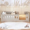 Twin Size Wood Platform Bed with Guardrail for Bedroom - 3 of 4