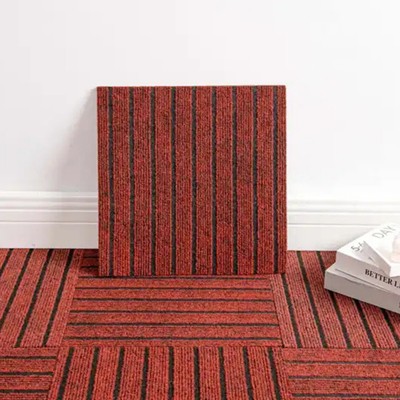 VisioGear Carpet Tiles, 12"*12" Soft Padded Floor Tiles For Living Room Kitchen Bedroom, Red & Black, 11.81"*11.81"*0.16"