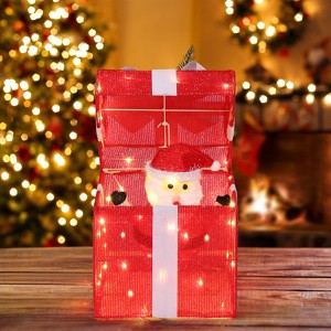 Angel Sar 12" Motorized Pop-up Santa Gift Box, 60 LED Lighted Christmas Decoration with Automatic Motion, Outdoor Indoor Holiday Display - 1 of 4
