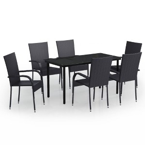vidaXL Patio Dining Set Outdoor Dining Set Table and Chair Set for Garden - Black 55.1" Table Length 6 - 1 of 4