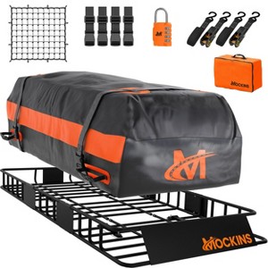 Mockins 64"x39"x6" Extendable Roof Cargo Basket with 20 Cubic Feet Waterproof Roof Cargo Bag, Lock, Straps and Carry Bag - 1 of 4