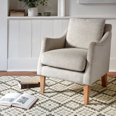 Black and Gray Geometric Hand Tufted Wool Rug, 2' x 3'