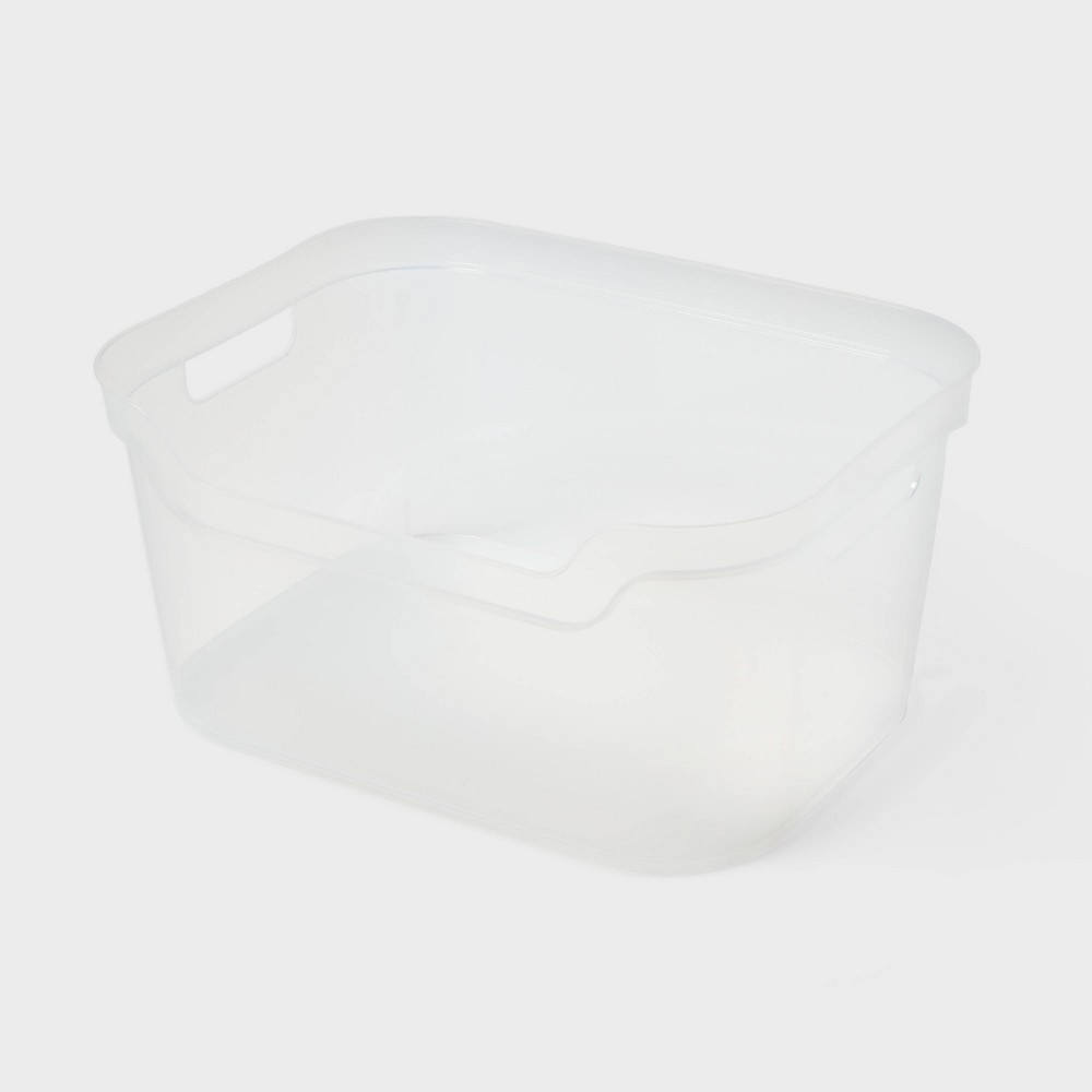 2 pieces Large Open Front Storage Bin Clear - Brightroom™: Plastic, Portable, Nesting, Universal Storage, 14.5 Volume Capacity