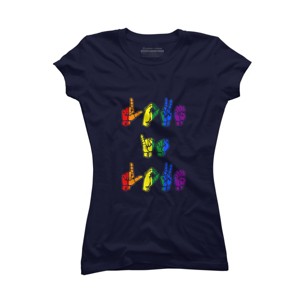Adult Design By Humans Love Is Love Sign Language Pride By ToruSanogawa T-Shirt - 1 of 2