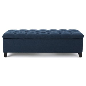 TiramisuBest Ottoman Bench - Light Grey Fabric Entryway Bench, 47.25"L x 17.5"W x 16.5"H - 1 of 4