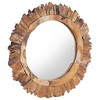 Aghana Digitals Rustic Round Wall Mirror with Petal Pattern Frame, Solid Teak Wood & Glass, 23.6 - 2 of 4
