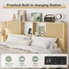 Queen/King Size Bed Frame with 4 Storage Drawers,No Box Spring Needed/Noise Free/All-Metal Support,Natural Oak - 4 of 4