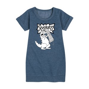 - Rugrats - Reptar Tokyo Graphic Short Sleeve Fleece Dress - 1 of 4