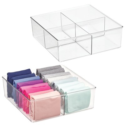 Mdesign Plastic Divided Closet, Drawer Storage Bin, Multiple Sections ...