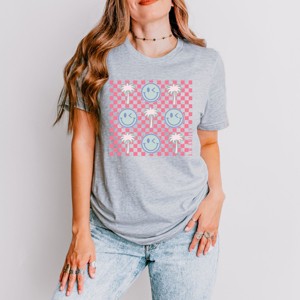 Simply Sage Market S.W.Smiley Smiley Palm Trees Checkered Short Sleeve Tee - 1 of 4