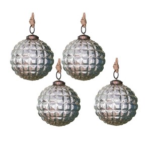 NAYSAYE Party Decoration and Accessories Glass Christmas Ball Hanging Ornament Set for Holiday Celebration and Christmas, Silver, 4.7"*4.7"*0.3" - 1 of 4