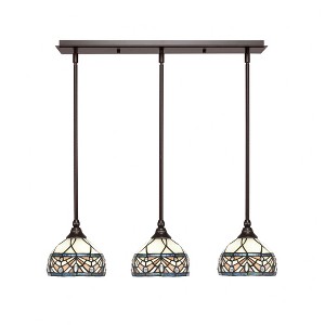 Toltec Lighting Any 3 - Light Chandelier in  Dark Granite with 7" Royal Merlot Art Glass Shade - 1 of 1