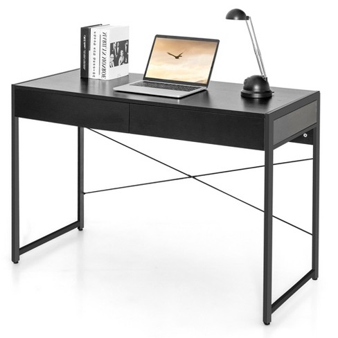 Costway 2-Drawer Computer Desk Study Table Writing Workstation Home Office Brown\Antique\Black - image 1 of 4