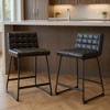 HomeRoots Set of Two 26" Black Faux Leather and Steel Counter Height Bar Chairs - 2 of 4