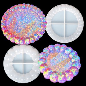 JDICTION 2PCS Bubble Tray Resin Molds - Silicone for Coasters/Candle Holders, DIY Jewelry Trinket Plates, Home Decor - 1 of 4