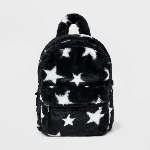 murder Danube compensation Girls' 10" Faux Fur Star Printed Mini Backpack - Art Class™ Black : Target