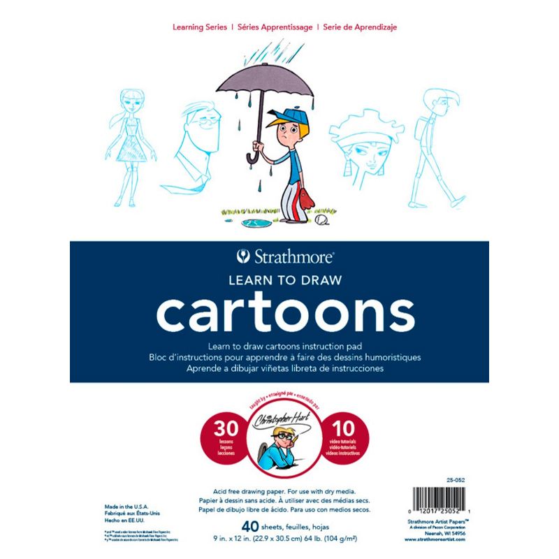 Strathmore Learn to Draw Cartoons Instructional Drawing Pad, 9 x 12 Inches, 64 lb, 40 Sheets, 1 of 2