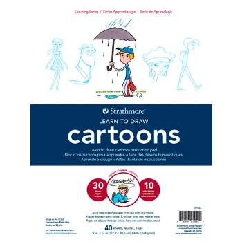 Strathmore Learn to Draw Cartoons Instructional Drawing Pad, 9 x 12 Inches, 64 lb, 40 Sheets