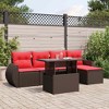 vidaXL 6 Piece Patio Sofa Set with Cushions Brown Poly Rattan - 2 of 4