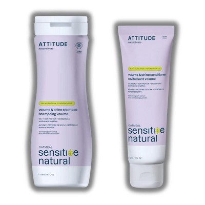Attitude Natural Care Oatmeal Sensitive Natural Volume & Shine Shampoo - 16 oz (Vegan) & Volume and Shine Conditioner - 8 oz (Vegan) DUO SET PACK