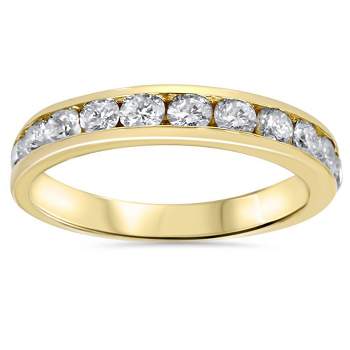 Pompeii3 1 Ct Round Cut Channel Set Diamond Wedding Women's 14k Yellow Gold Ring