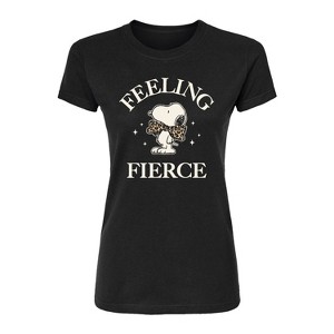 Women's - Peanuts - Feeling Fierce Snoopy Fitted Graphic T-Shirt - 1 of 4