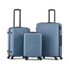 3 Piece Luggage Sets ABS Lightweight Suitcase with Two Hooks, Spinner Wheels, TSA Lock, (20/24/28) Blue - 2 of 4