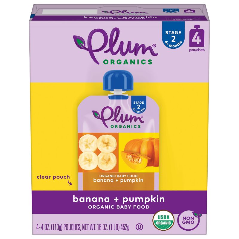 Plum Organics Baby Food Stage 2 - Banana Pumpkin - 4oz, 1 of 14