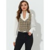 Allegra K Women's Plaid Vintage Steampunk Waistcoat Suit Vest - 3 of 4