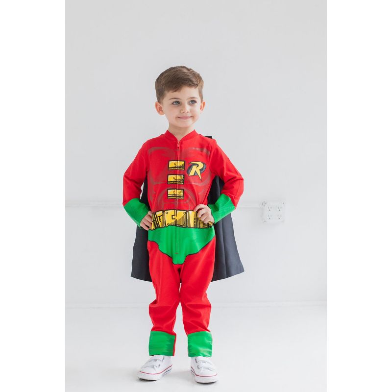 Warner Bros. Robin Zip Up Cosplay Costume Coverall and Cape Toddler, 5 of 10