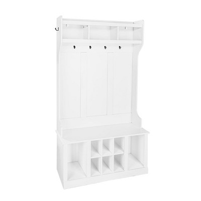 White 5-in-1 Entryway Hall Tree with Storage and Hooks