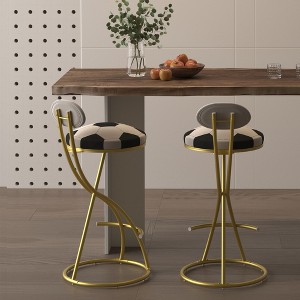 CAVINAS 37" PU Leather Barstool Set of 2,Round Counter Height Bar Stools with Backrest,Island Chairs with Footrest,Counter Stools for Kitchen Counter - 1 of 4