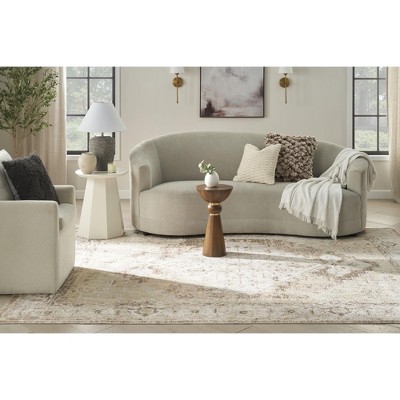 Astra Beige Floral Synthetic Rectangular Washable Area Rug