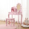 Toddler Vanity and Stool, Lighted Mirror Vanity for Little Girls, Makeup Play Table for Girls 3+ - 3 of 4