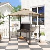 Outsunny 8' x 5' Grill Gazebo, Double Tiered Outdoor BBQ Gazebo with LED Light, 2 Side Shelves, Hooks and Bottle Opener for Patio Yard - 2 of 4