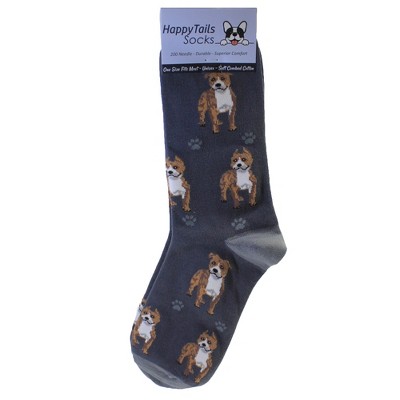 Novelty Socks 14.0" Pit Bull Happy Tails Socks Premium Quality E & S Pet  -  Socks