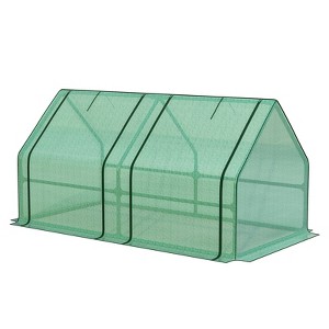Aoodor Mini Greenhouse with Zipper Doors, Portable Garden Greenhouse with Roll-up Zipper Doors, UV-Protected for Outdoor Plants - 1 of 4