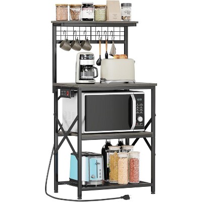 Coffee Bar Station with a 22inch Inch Desktop and 8 S Hooks,Kitchen Microwave Rack for Spices,Pots