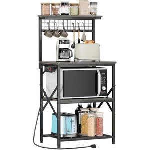 Coffee Bar Station with a 22inch Inch Desktop and 8 S Hooks,Kitchen Microwave Rack for Spices,Pots - 1 of 4