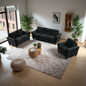 1+2+3 Flannelette Sectional Sofa Set with Supportive Cushions - 1 of 4