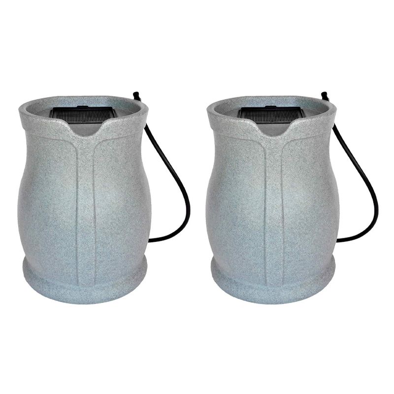 FCMP Outdoor Catalina 45 Gallon Water Rain Catcher Barrel with Flat Back for Watering Outdoor Plants, Gardens, and Landscapes, Light Granite (2 Pack), 1 of 7