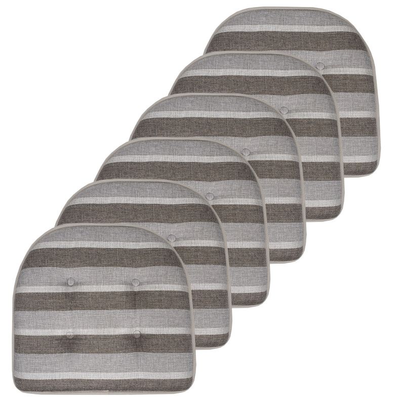 Bradford Striped U Shaped Memory Foam 17" x 16" Chair Cushion by Sweet Home Collection™, 1 of 7