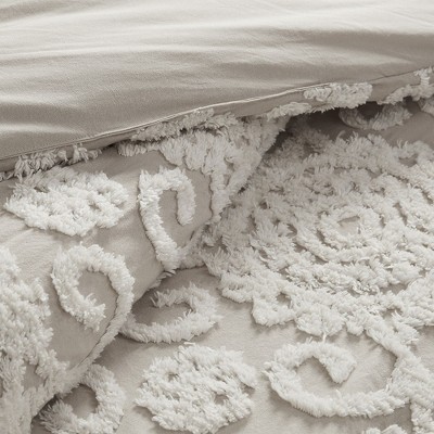 King White Cotton Embroidered Comforter Set with Shams