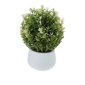 Unique Bargains Artificial Plants Mondo Grass in White Planter Plastic Green 3.86"x3.86"x9.84" 1 Pc - 1 of 4
