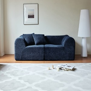 76.4" Velvet 2-Seater Sofa with Pillows, Space-Saving Design and Soft Compressed Cushions - 1 of 4