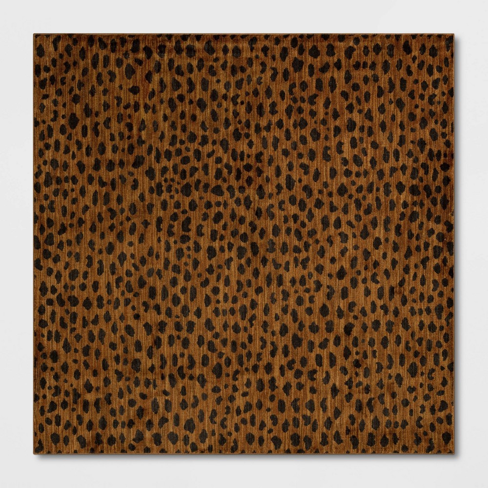 8'x8' Square Daffodil Leopard Print Woven Rug Copper - Opalhouse™