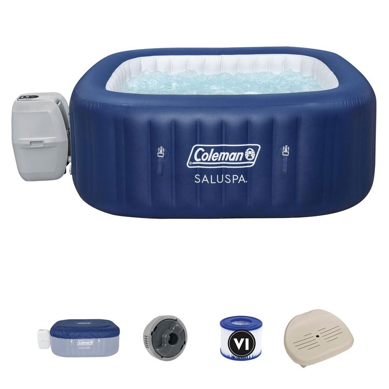 Coleman SaluSpa 4 Person Square Portable Inflatable Outdoor Hot Tub Spa w/Intex PureSpa Inflatable Slip Resistant Removable Seat Hot Tub Spa Accessory, 2 of 7